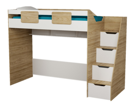 Комплект мебели: кровать-чердак Мозаика + стол + тумба 