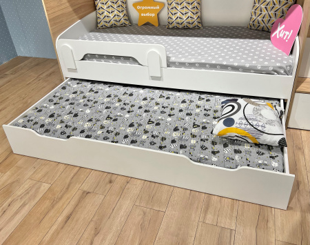 Кровать Дабл 190х90 с доп. спальным местом 180х80 (велюр + белый) от Династия Kids