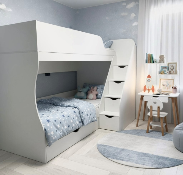 Двухъярусная кровать Умка-3 (цвет белый) 190х80