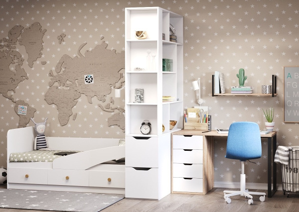 Комплект мебели для детской: кровать Умка-5 + стеллаж + стол + полка
