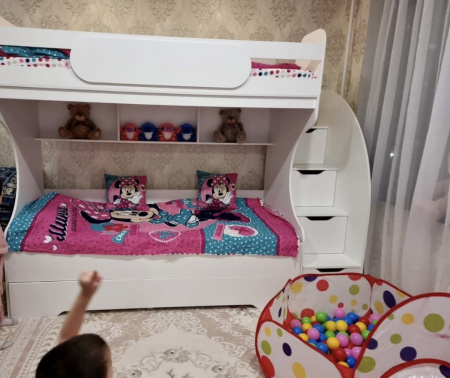 Кровать БИГ 90х200 с доп.спальным местом (цвет белый) от Династия Kids