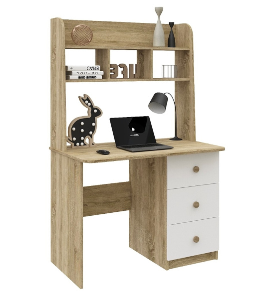 Стол 1000 мм Практик-3 (дуб сонома + белый). Левый/правый