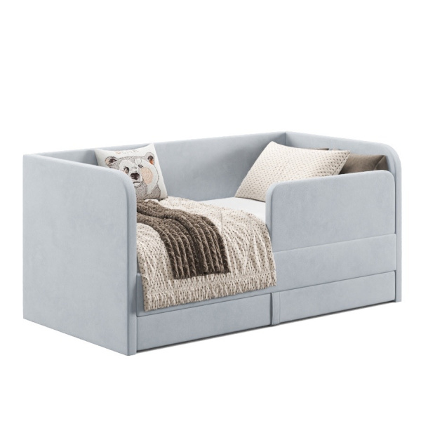 Кровать Nepos 80х160 (велюр Тедди 313 серый)