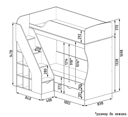 Двухъярусная кровать Умка-2 180х80 от Династия Kids