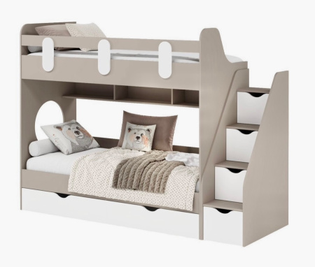 Кровать 2-х ярусная Фортуна 180х80 (велюр + белый) от Династия Kids