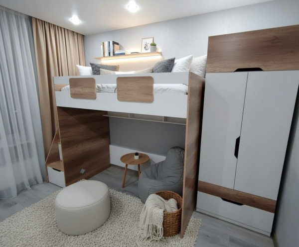 Комплект мебели: шкаф Лайт Лофт + кровать-чердак Лайт Лофт 190х90