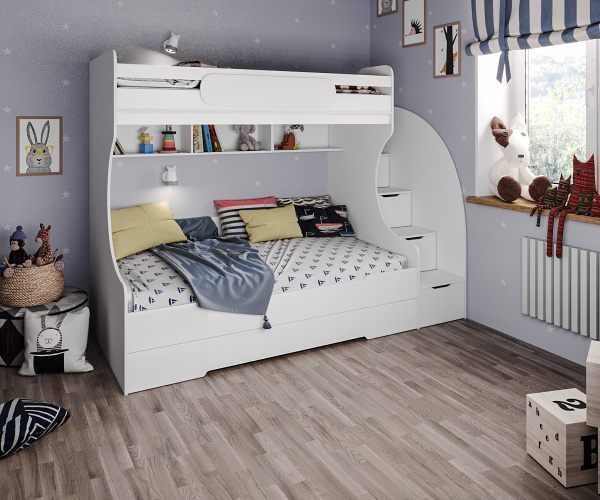 Кровать двухъярусная БИГ (цвет белый) 200х120 от Династия Kids