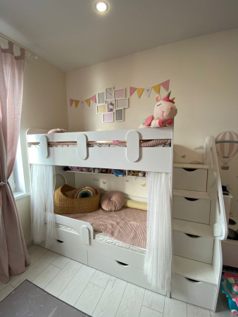 Двухъярусная кровать Фортуна 200х90 (цвет белый) от Династия Kids