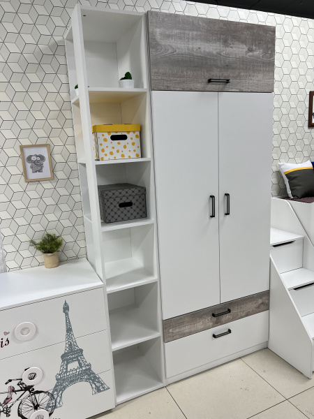 Приставка-стеллаж (гл.479 мм) в белом цвете (для коллекций Престиж, Твой Стиль, Гранд) от Династия Kids