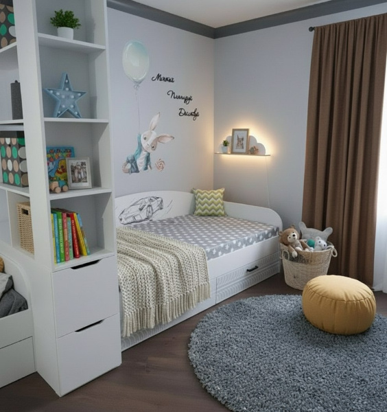 Стеллаж-перегородка для зонирования Стиль (дуб каньон + белый) 1200 мм от Династия Kids