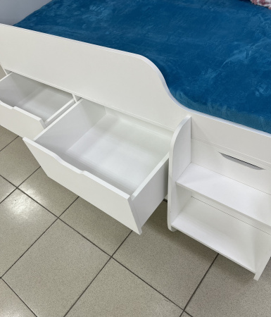 Кровать-чердак Малыш 7 (цвет белый) 160х80 с 4 ящиками от Династия Kids