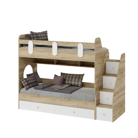 Кровать двухъярусная 180х80 Фортуна-2 (дуб сонома + белый)  от Династия Kids