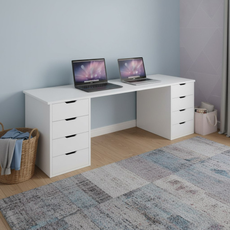 Стол Дуэт 2000 мм (две тумбы) дуб каньон + белый. Столешница 22 мм от Династия Kids