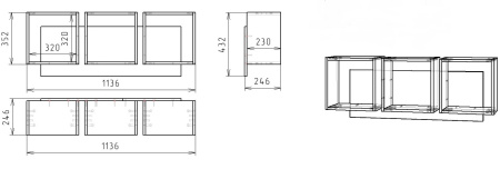 Полка настенная Квадрат-3 (дуб каньон+белый) 1136 мм