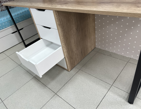 Стол Дуэт 1800 мм (дуб каньон + опоры черные). Столешница 22 мм от Династия Kids