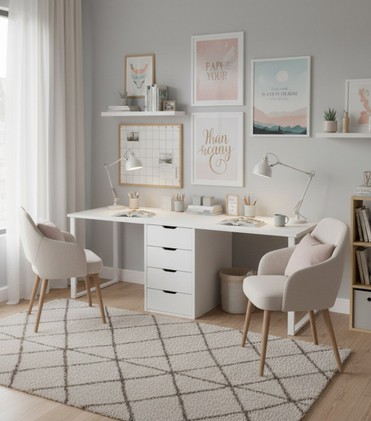 Стол Дуэт 2200 мм (белый + опоры белые). Столешница 22 мм