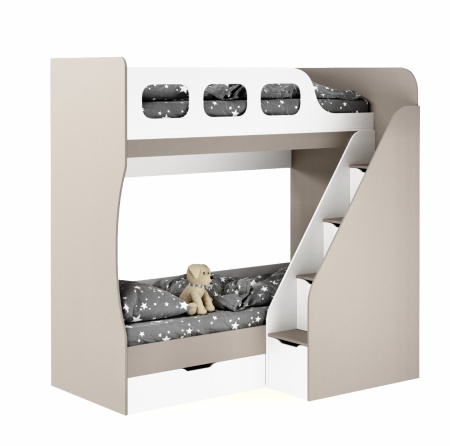 Кровать 2-х ярусная 190х80 Умка-6 (велюр + белый) от Династия Kids
