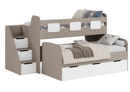 Кровать 2-х ярусная Городок (цвет белый) 190х90 + 180х80 от Династия Kids