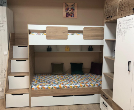 Кровать-чердак Мозаика + кровать Мозаика 190х90 от Династия Kids