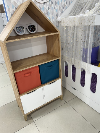 Стеллаж-Домик 7 (дуб золотистый+белый) от Династия Kids